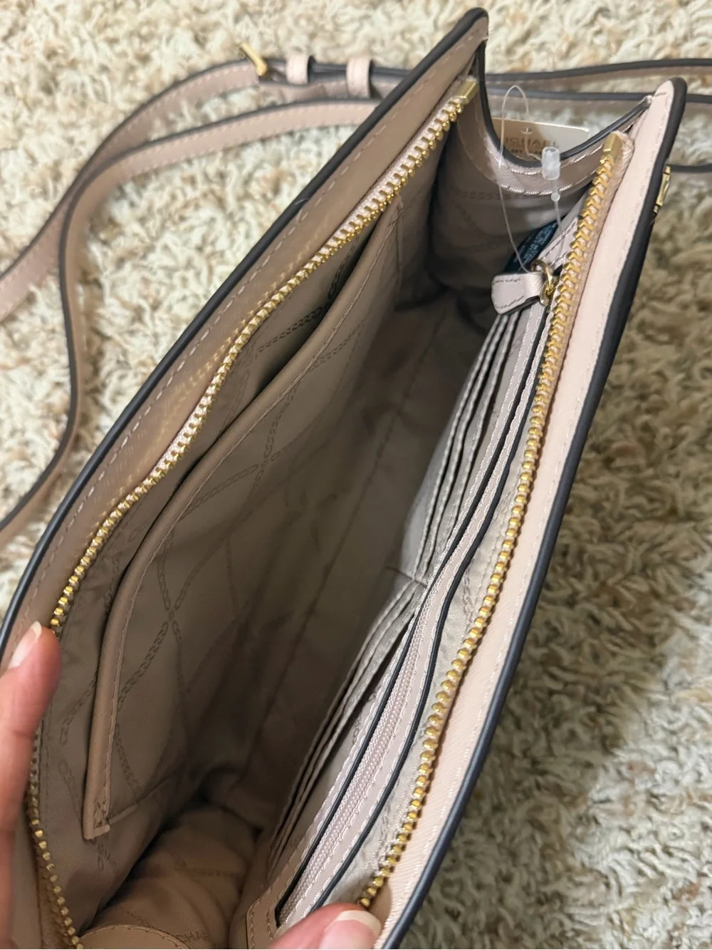 MICHAEL KORS Blush Pink Saffiano Crossbody Wallet with Adjustable Strap